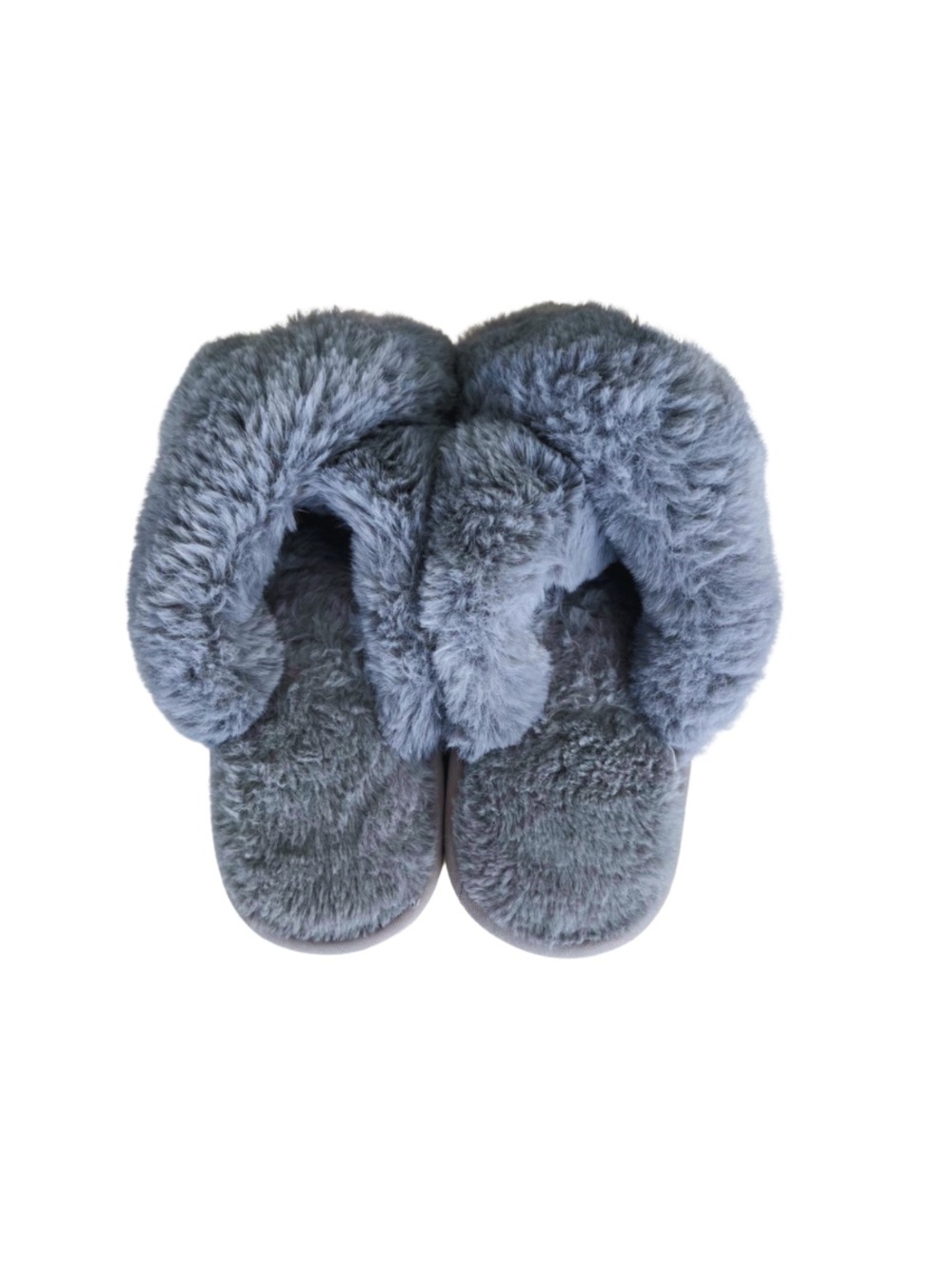 Grey Plush Slippers Size 8